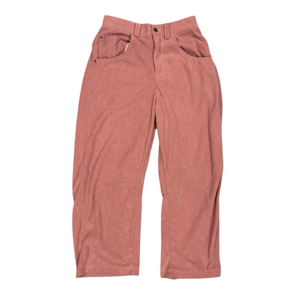 GENERIC BRAND PINK CORDS Pink Corduroy Pants loose flowy barrel leg pant preppy - Picture 2 of 8
